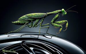 Praying Mantis on Car Symbolism